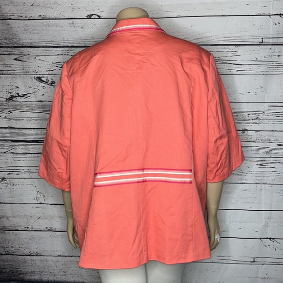 Susan Graver NWT Size 3X Pink - Ribbon Trim Flower Button Blazer Jacket - Picture 5 of 8